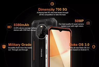 Blackview BL8800 Pro - 128 GB - Black/Orange (Unlocked)